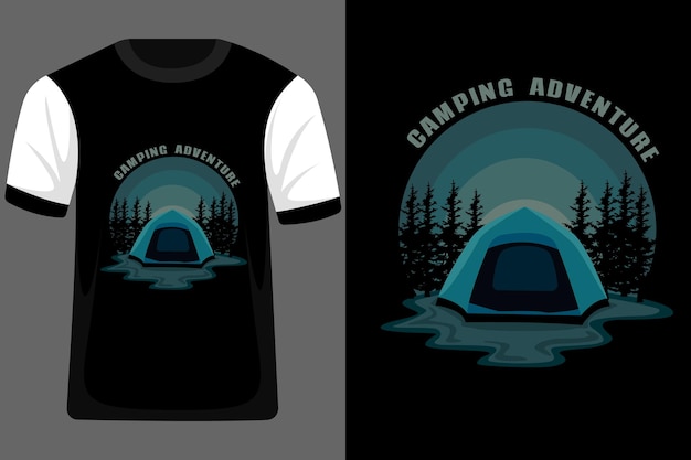 Vektor camping-abenteuer-retro vintager t-shirt entwurf