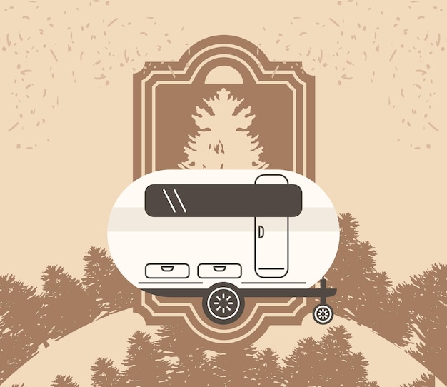 Camping camper auto poster