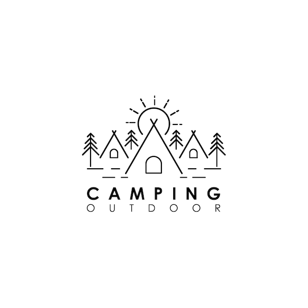 Camping im freien monoline logo