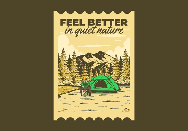 Camping in der natur vintage-outdoor-illustrationsdesign