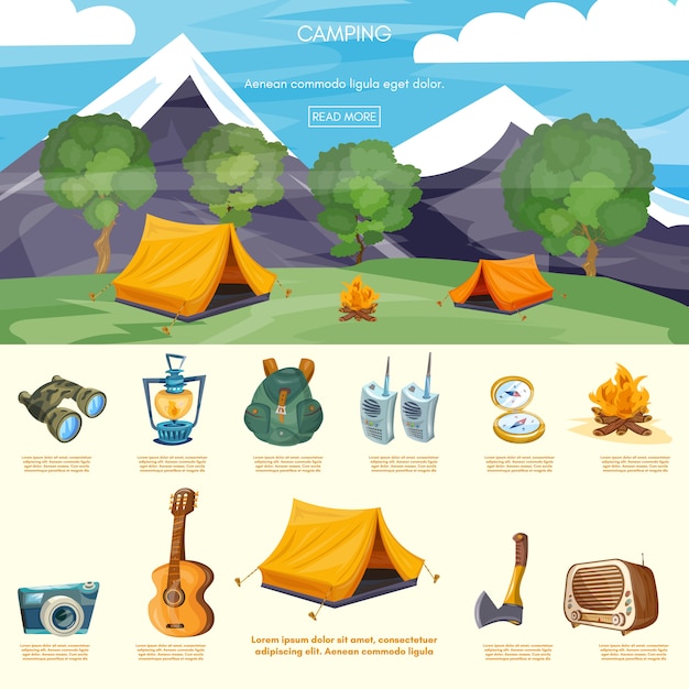 Vektor camping infographik elemente