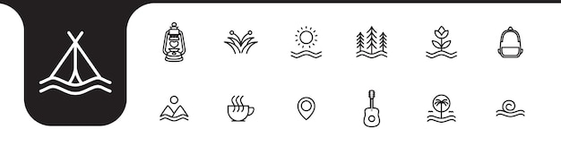 Camping-Kits Icon-Set Sammlung Design-Vektor