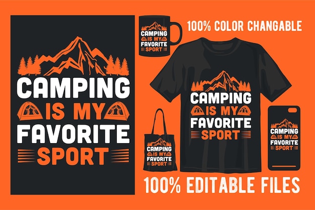 Camping kreatives design für print-on-demand