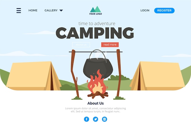 Camping landing page vorlage