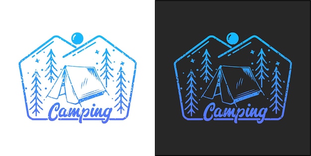 Camping logo monoline design abzeichen tattoo