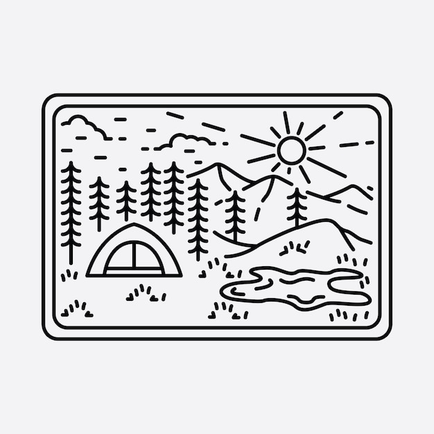 Camping natur abenteuer wild line abzeichen patch pin
