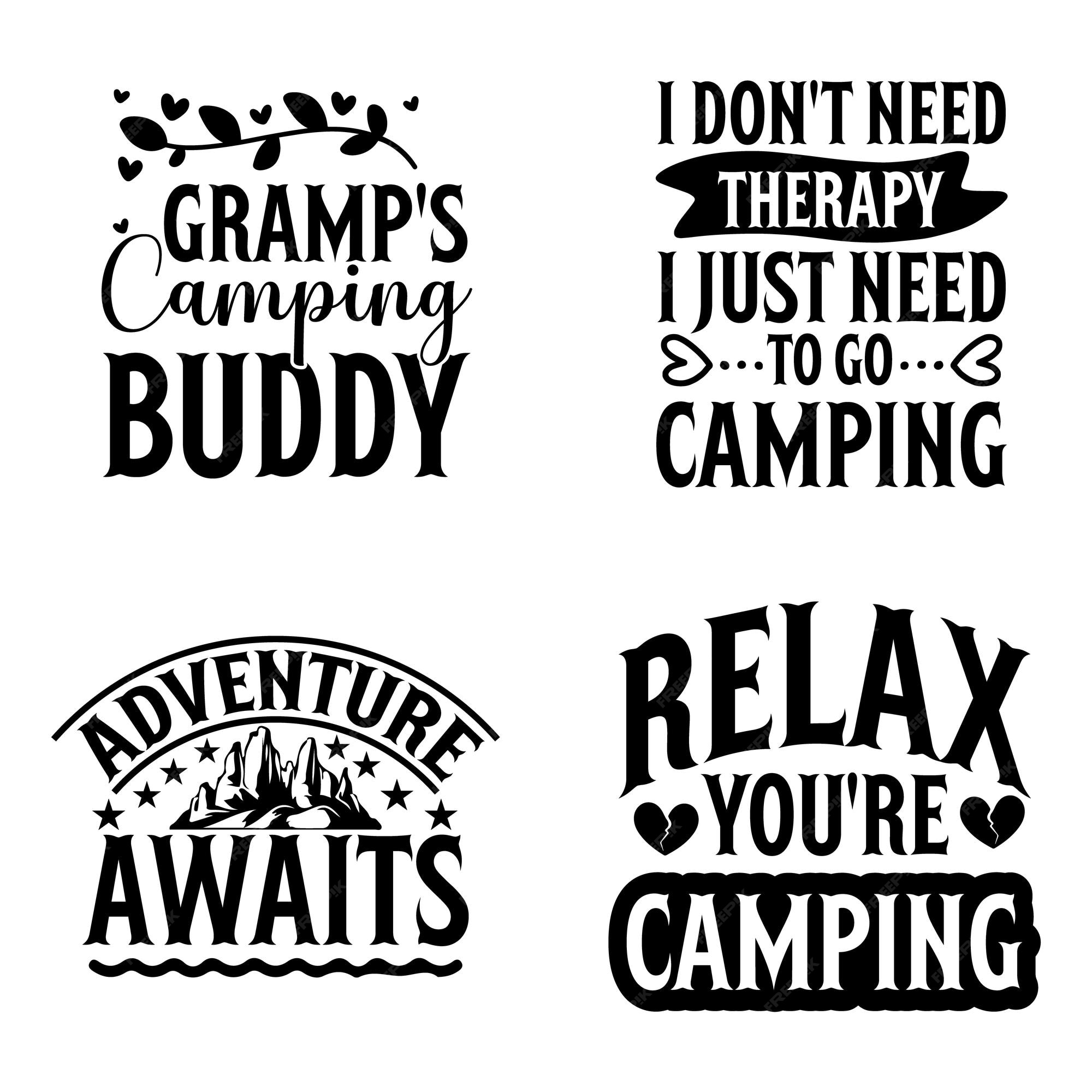 Camping sprüche und zitate tshirt design bundle PremiumVektor
