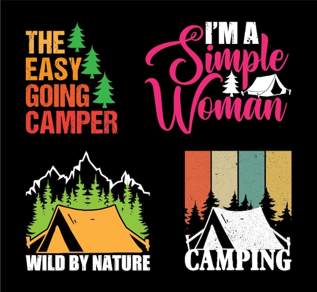 Camping-T-Shirt-Design-Bundle Camping-T-Shirt-Zitate über Camping, Wandern, Reisen, Abenteuer