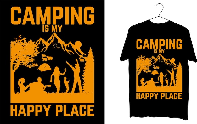 Vektor camping-t-shirt-design, kostenloses camping-vektor-t-shirt-design für bekleidungsvektordateien, t-shirt-design