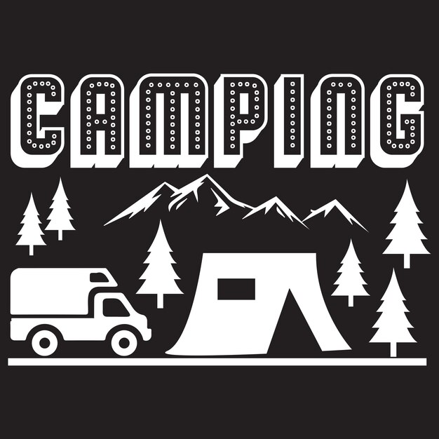 Camping-t-shirt-design mit typografie