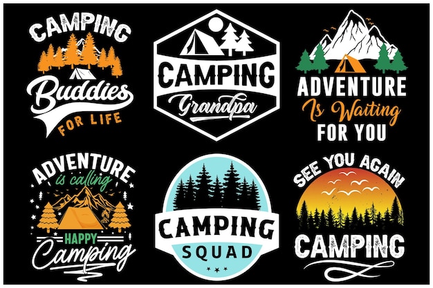 Camping-t-shirt-design-vektor. camping-vektor. berg-t-shirt-design