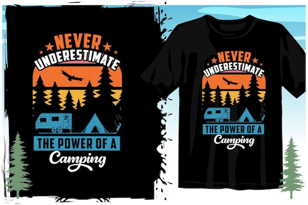 Vektor camping-t-shirt-design-vektor. camping-vektor. berg-t-shirt-design