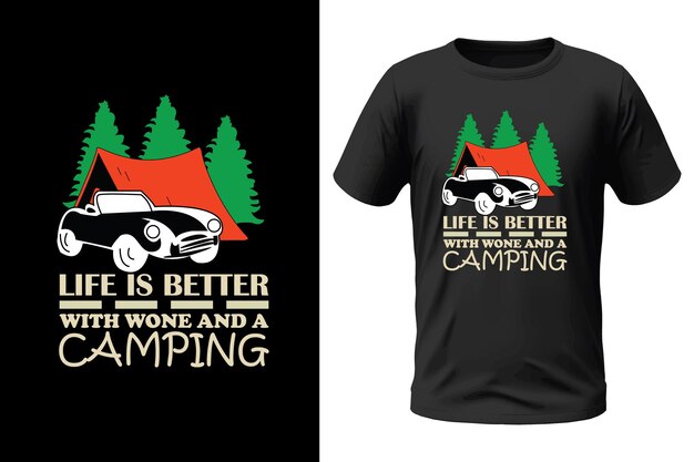 Vektor camping-t-shirt-design