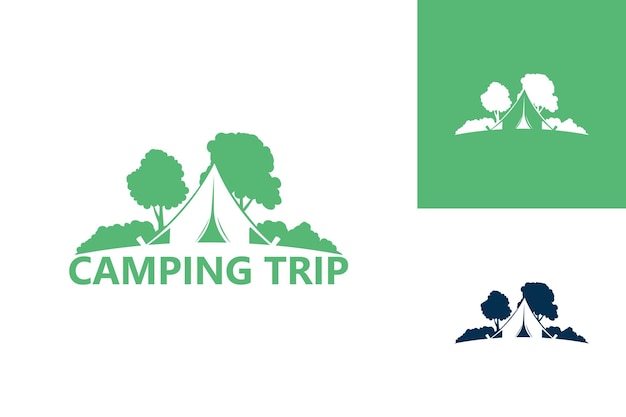 Camping trip logo template design vektor emblem designkonzept kreatives symbol icon