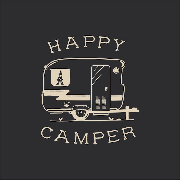 Camping typografie abzeichen illustration design.