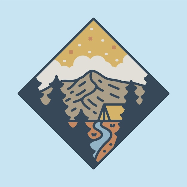 Camping und berge grafische illustration vektorgrafiken t-shirt-design