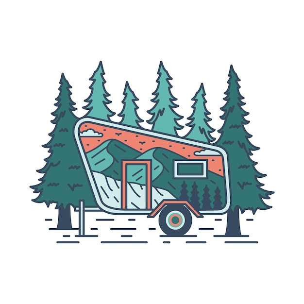 Vektor camping und reisen grafische illustration vektorkunst t-shirt-design
