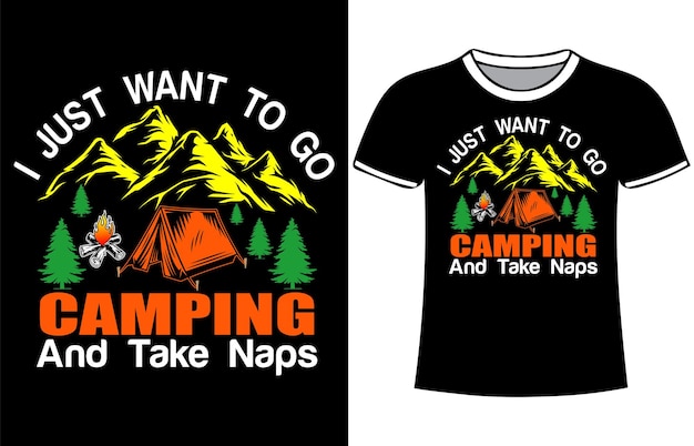 Vektor camping-vintage-berg-t-shirt-design mit illustration