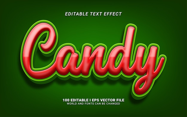 Vektor candy 3d-stil bearbeitbarer texteffekt