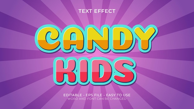 Vektor candy kids zeichentricktexteffekt