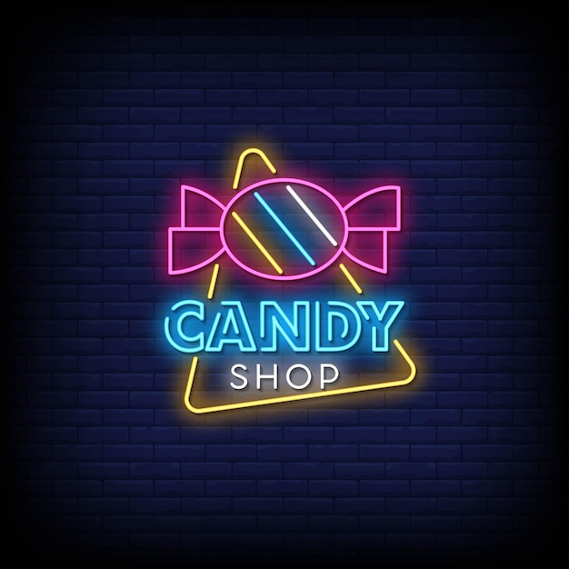 Candy shop neon signs style text