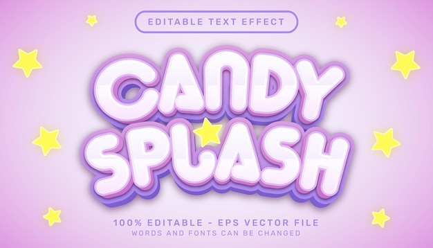 Candy splash 3d-texteffekt und bearbeitbarer texteffekt