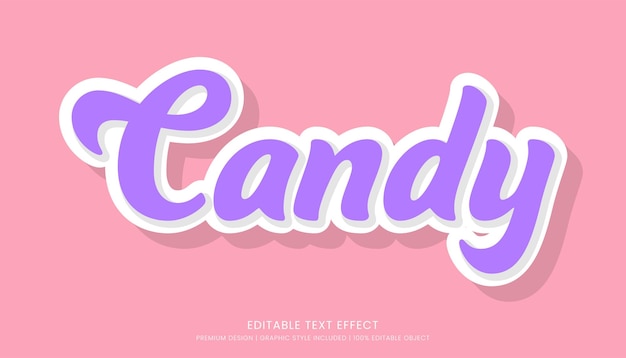 Vektor candy text-effekt-vorlage bearbeitbares design für geschäftslogo und marke