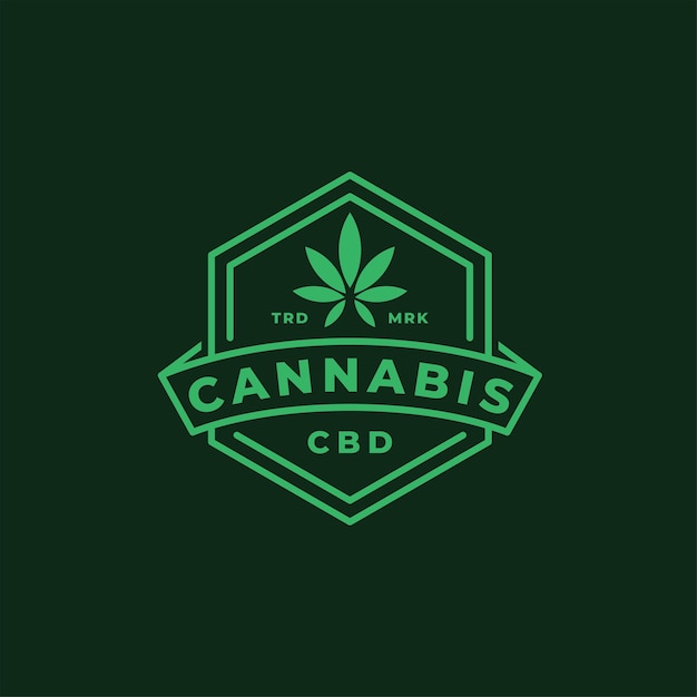 Cannabis-Blatt-Logo-Vektor-Symbol-Vorlage-Emblem-Stil