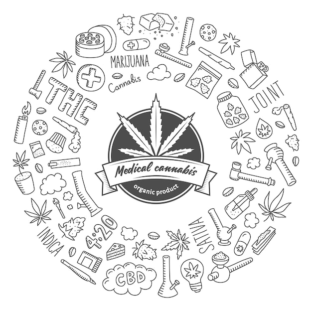 Vektor cannabis-doodle-poster.