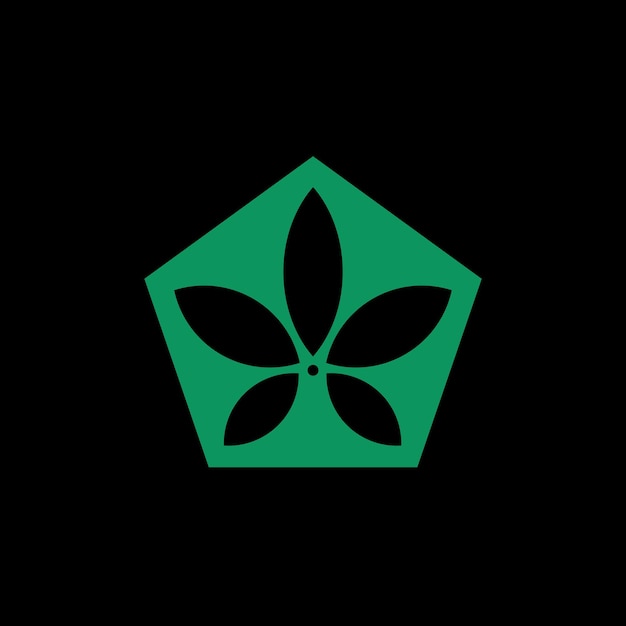 Vektor cannabis im logo-designvektor in grüner pentagonform