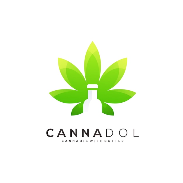 Cannabis mit flaschenlogoschablone