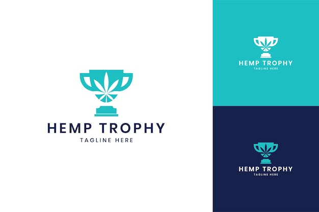 Cannabis-trophäe negativraum-logo-design