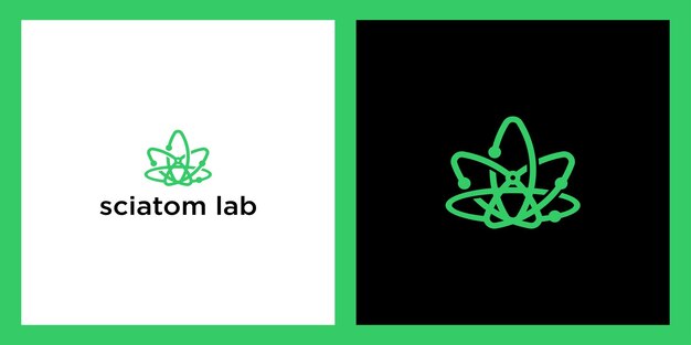 Cannabis und atom mit laborlogo-design