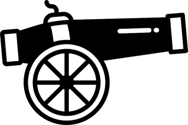 Vektor cannon-glyph und linienvektor-illustration