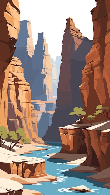 Vektor canyon-landschaft zeichnung cartoon artwork vektor