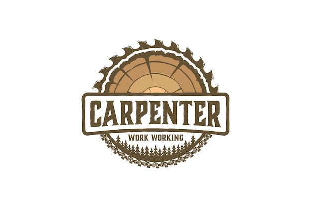 Capenter holzarbeit logo design holzhobel kreissäge vintage holz holzfäller werkstatt holzstamm