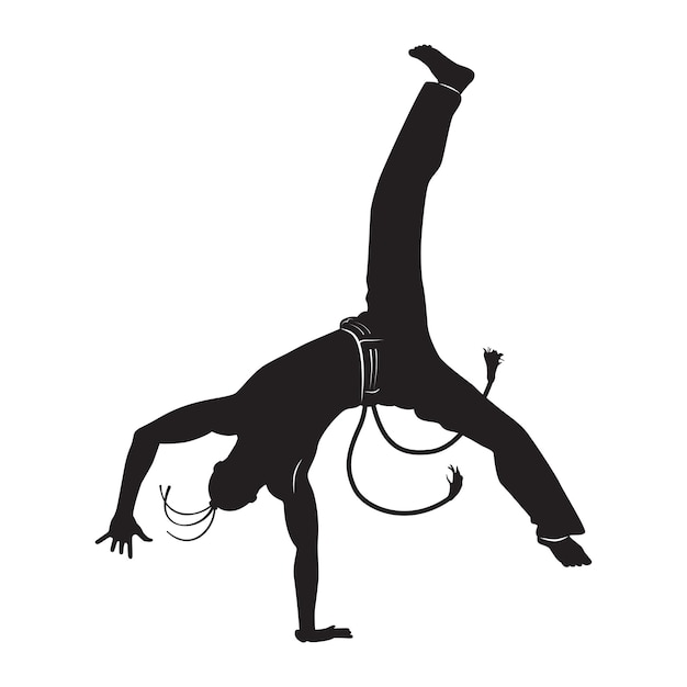 Vektor capoeira-tänzerin silhouette auf weißem vektor-illustration isoliert