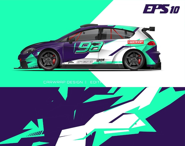 Car wrap design modernes racing hintergrunddesign für fahrzeug wrap rennwagen rallye etc