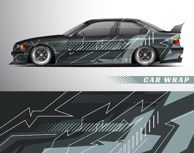 Car wrapping design mit abstrakter textur abstrakter rennhintergrund