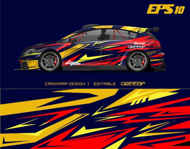 Car wrapping design mit abstrakter textur. rennhintergrunddesigns für rennwagen, abenteuerfahrzeuge.