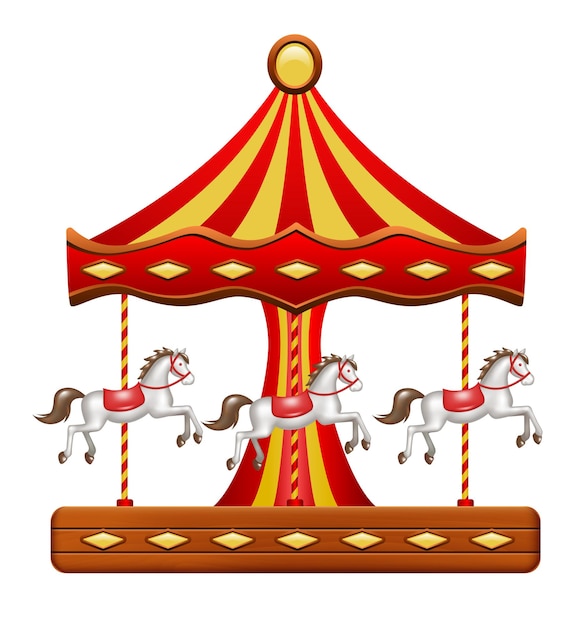 Carousel Merry go round Vector 3d Clipart isoliert auf weißem Hintergrund
