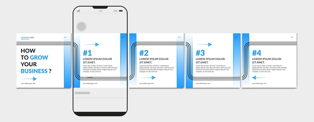 Vektor carousel-vorlage und social-media-post-layout-design-set von business-carousel-posts für instagram