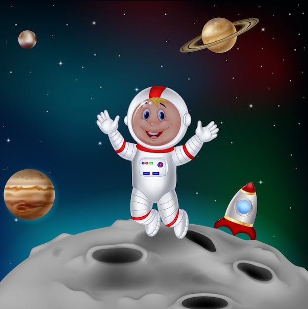 Cartoon-Astronaut im Weltraum