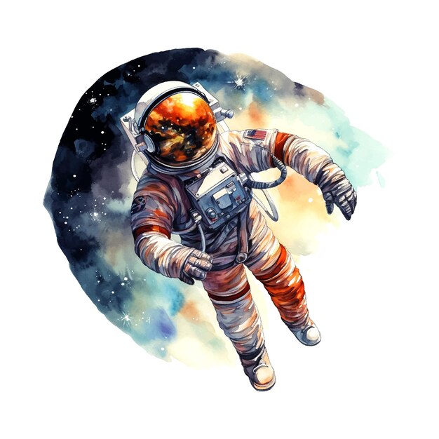 Cartoon-Astronauten-Aquarell für Druckdesign