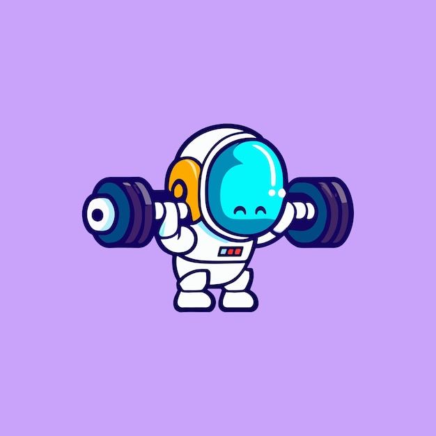 Vektor cartoon-aufkleber, fitness-astronaut, astronauten-aufkleber