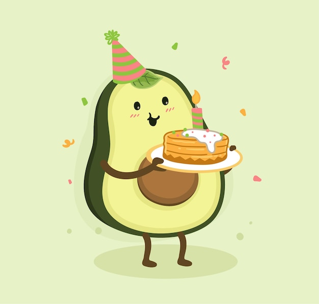 Vektor cartoon avocado geburtstag