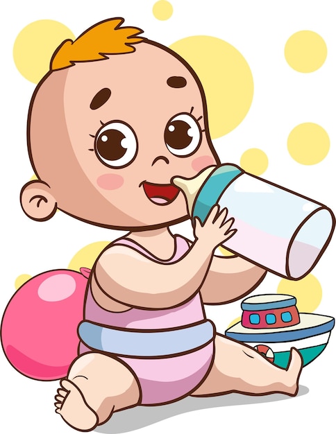 Vektor cartoon-baby mit verschiedenen posen vektor-clip-art-illustration