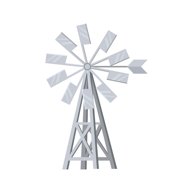 Cartoon-Bauernhof-Windpumpe. Vektor-Symbol-Illustration.