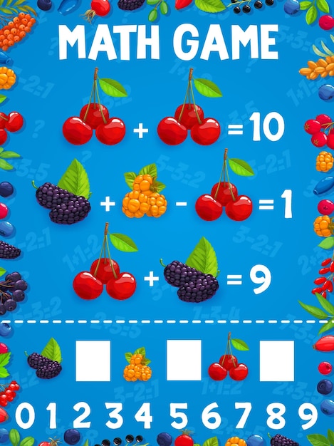 Vektor cartoon-beeren-mathe-spiel-arbeitsblatt für kinder-quiz