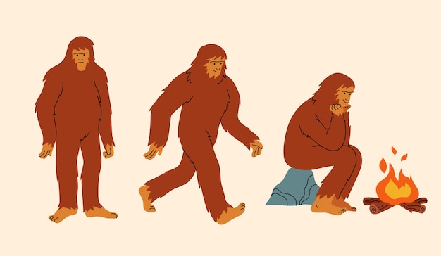 Cartoon bigfoot sasquatch charaktersammlung